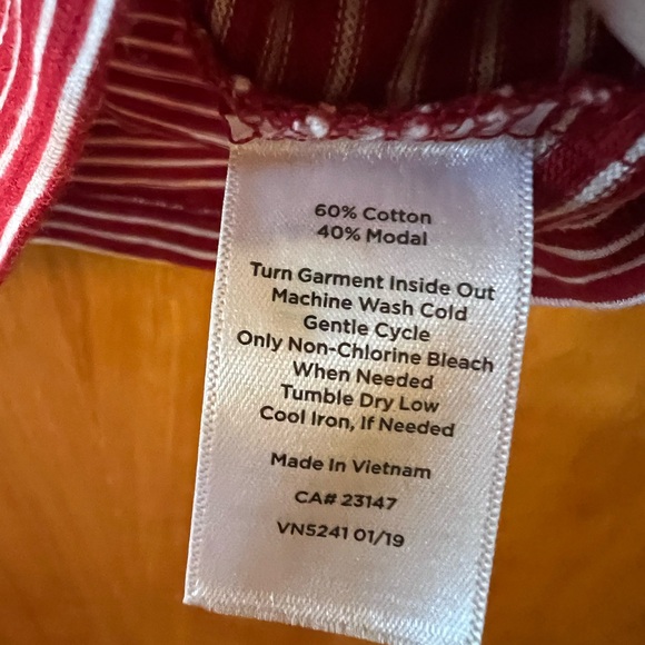 Talbots Red White Horizontal Striped Shirt Short Sleeve Top NWT Petite Large PL - Picture 8 of 10